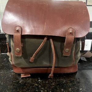 Kelly Moore leather and canvas olive green  backpack camera bag